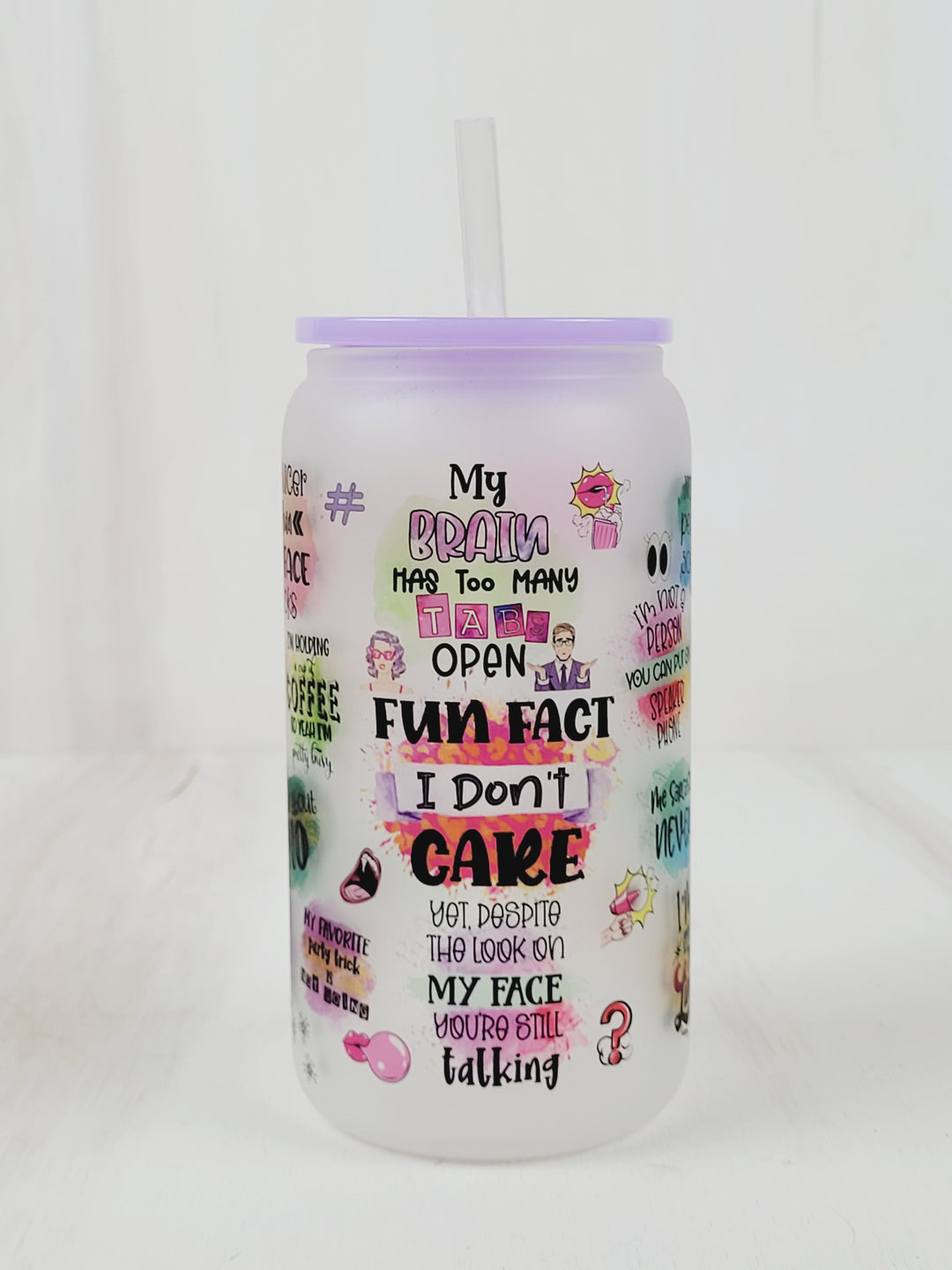 Lindsay's Creations, Fog & Glitter Glass Tumbler with Lid