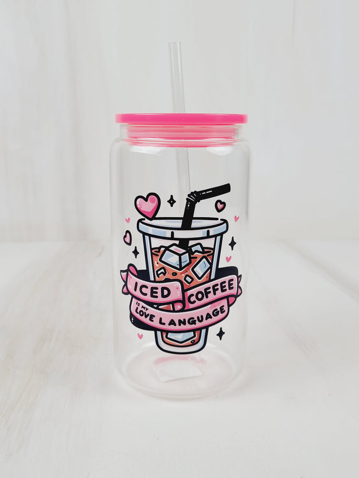 Lindsay's Creations, Fog & Glitter Glass Tumbler with Lid