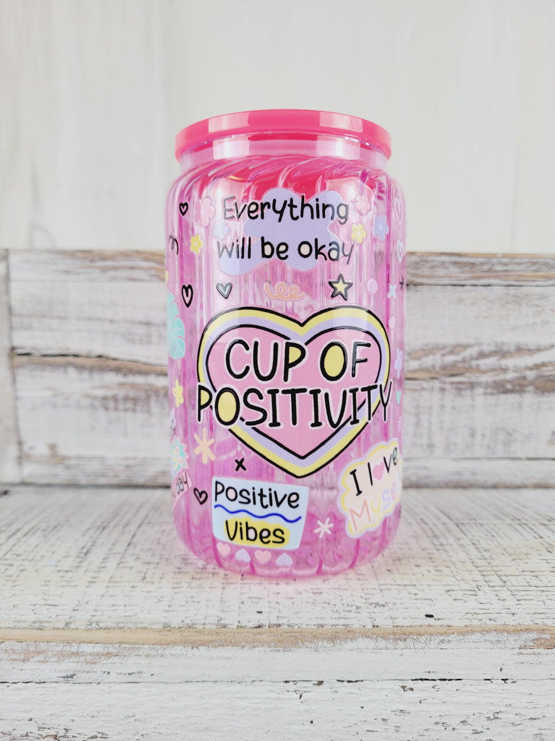 Lindsay's Creations, Fog & Glitter Glass Tumbler with Lid