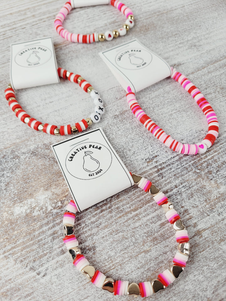 Creative Pear, Letterbead Clay Bracelets -Valentines Collection