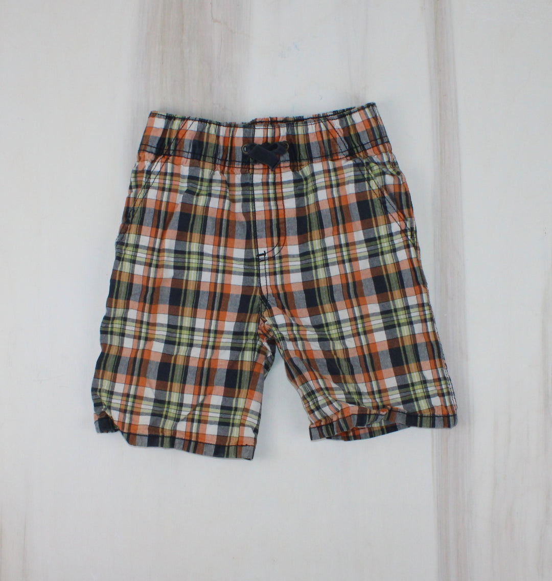 GYMBOREE ORANGE PLAID SHORTS 3Y EUC