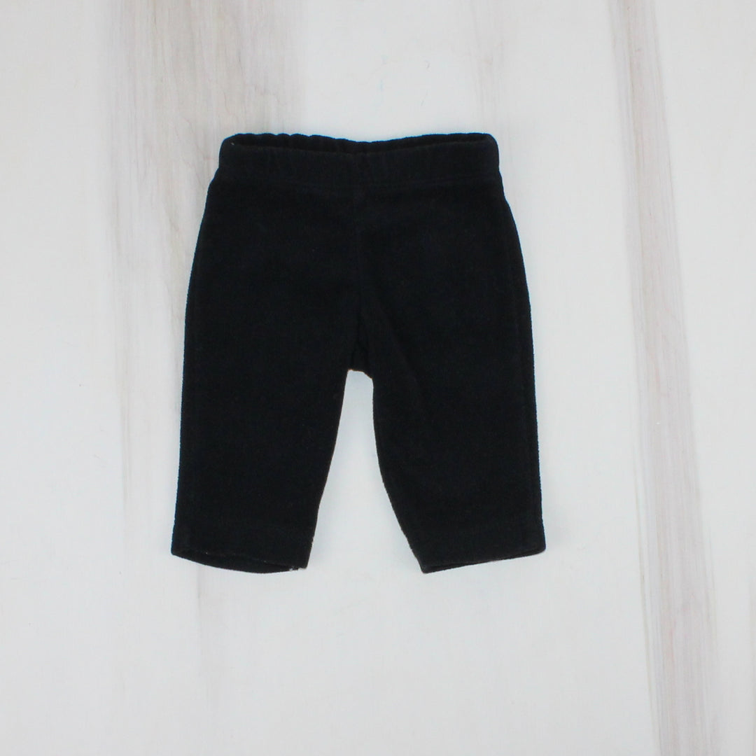 CARTERS FLEECE BLACK PANTS NEWBORN EUC