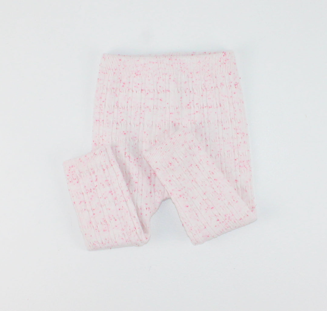 GEORGE PINK FLECK CABLE LEGGINGS 3-6M EUC