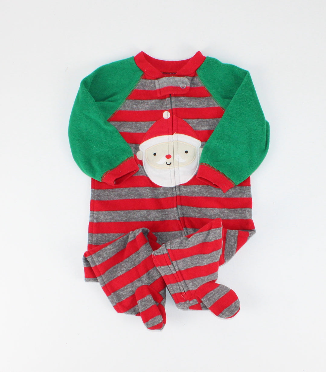 CARTERS FLEECE SANTA FOOTIES 3-6M EUC