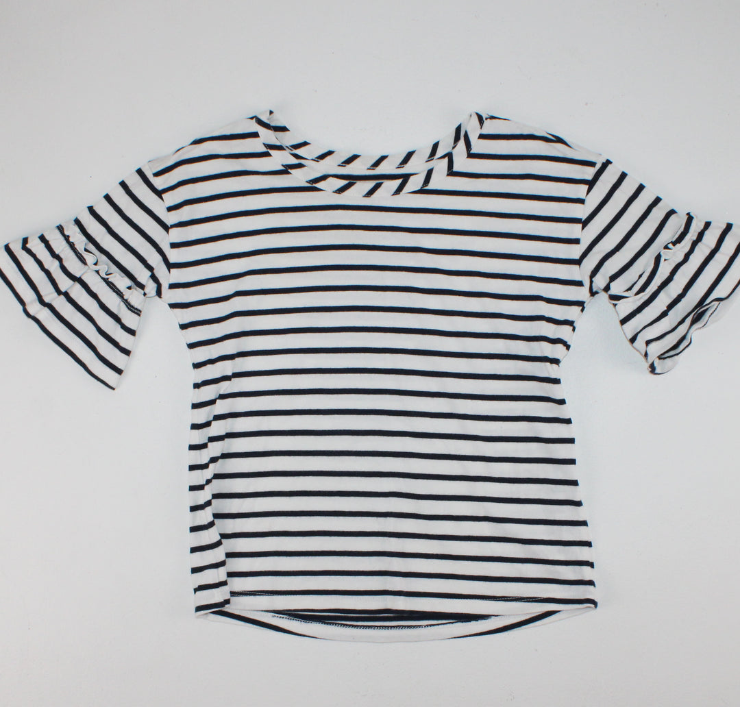 JOE FRESH BLACK/WHITE STRIPED TOP 7-8Y EUC