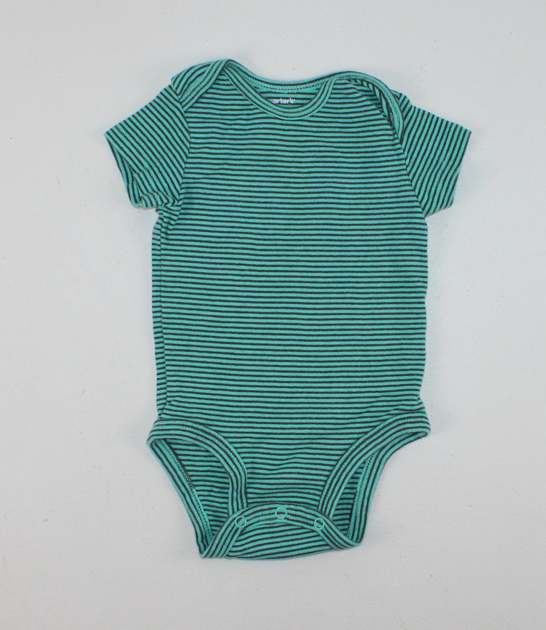 CARTERS TEAL/BLACK ONESIE 6M EUC