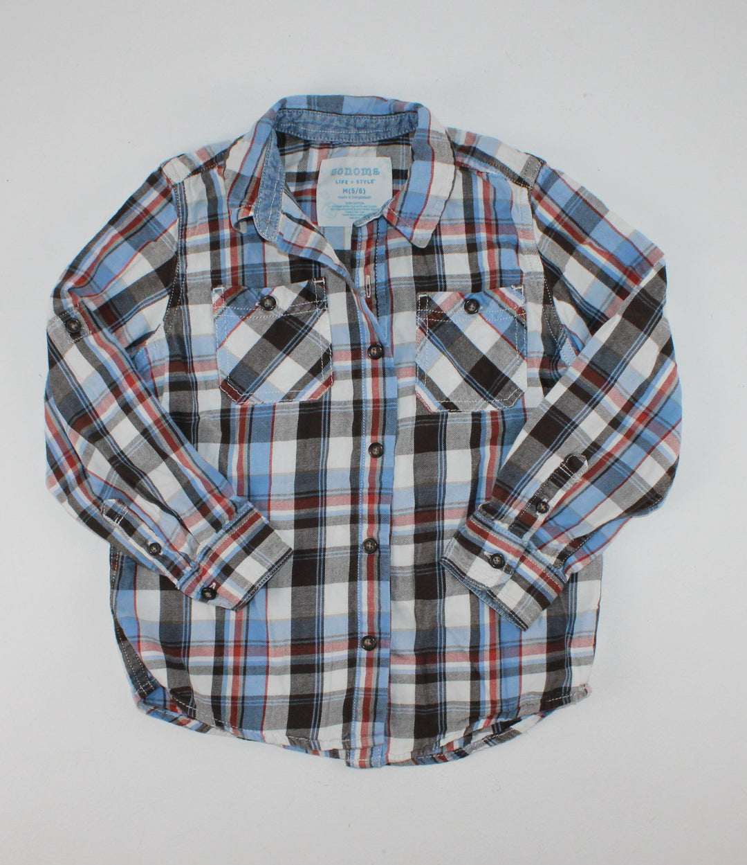 SONOMA PLAID TOP 5/6Y EUC