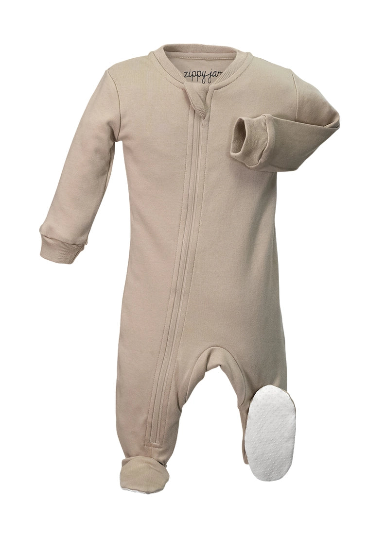 ZippyJamz, Organic Cotton Footed Sleeper - Cozy Mocha