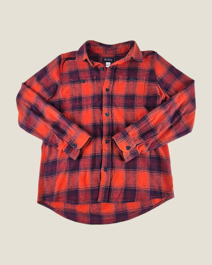Pre-Loved Children's Place Orange Plaid Flannel Shirt Boys 10-12Y | Betty’s Marketplace