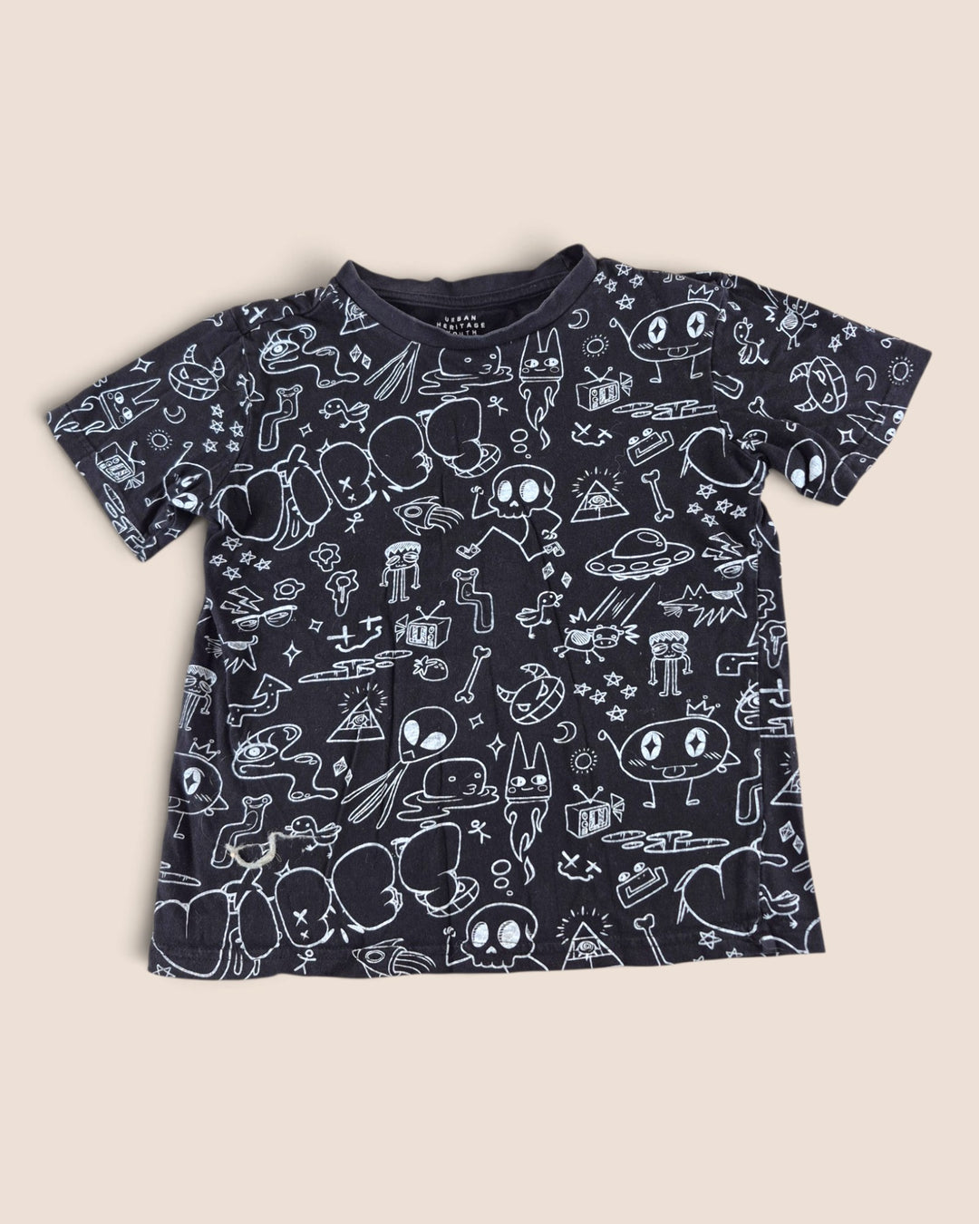 Pre-Loved Urban Heritage Black Doodle T Shirt Boys 7-8Y | Betty’s Marketplace