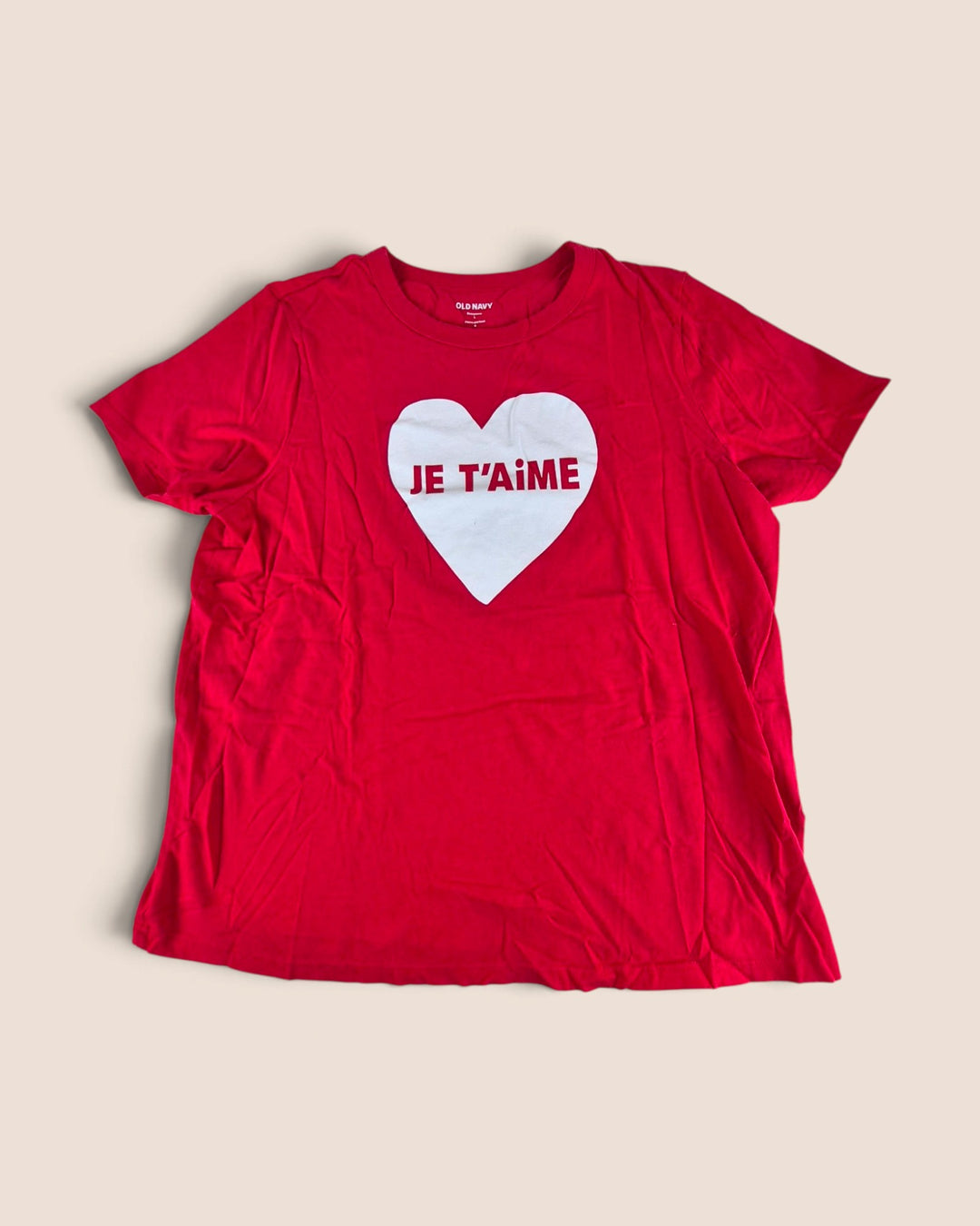 Pre-Loved Old Navy Red "Je T'Aime" T Shirt Ladies Large | Betty’s Marketplace