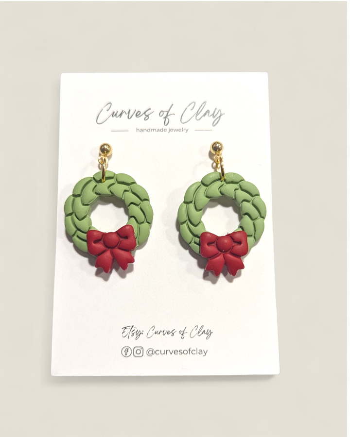 Curves of Clay, Holiday Dangle Earrings