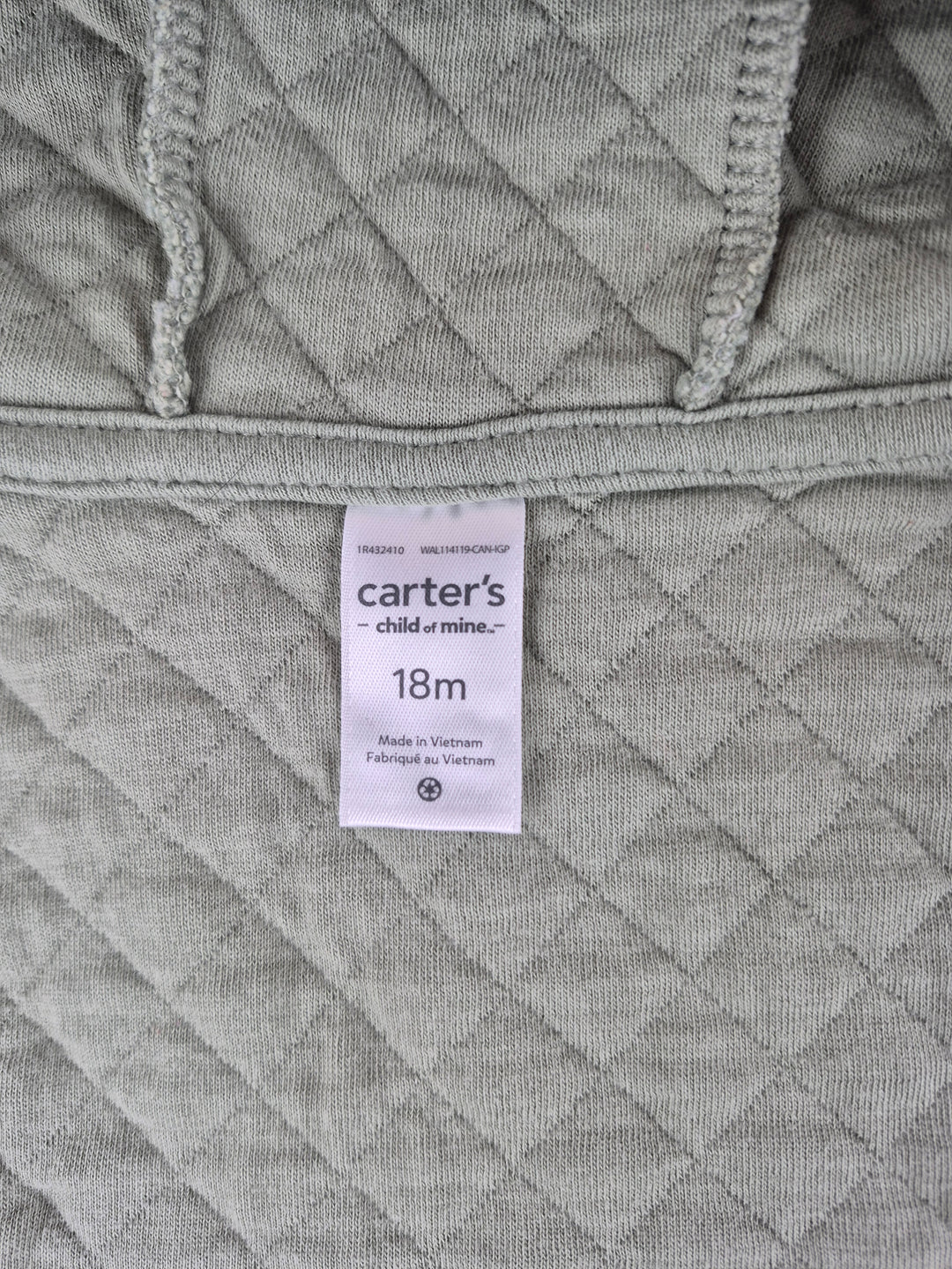 Pre-Loved Carter's Green Quilted Hooded Vest Girls 18M | Betty’s Marketplace