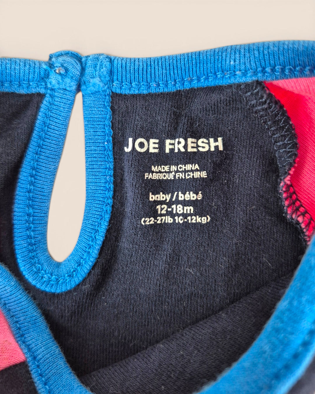 Pre-Loved Joe Fresh Pink & Navy Onesie Girls 12-18M | Betty’s Marketplace
