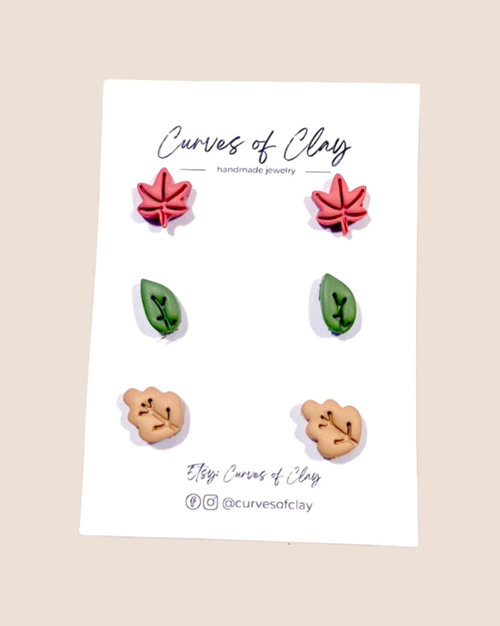Curves of Clay, Autumn and Halloween Stud Earrings 3 Packs
