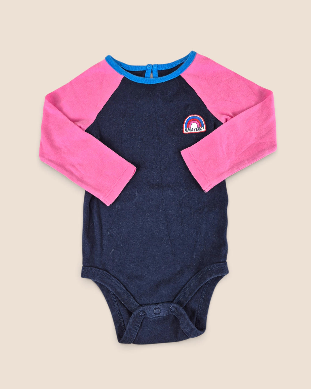 Pre-Loved Joe Fresh Pink & Navy Onesie Girls 12-18M | Betty’s Marketplace