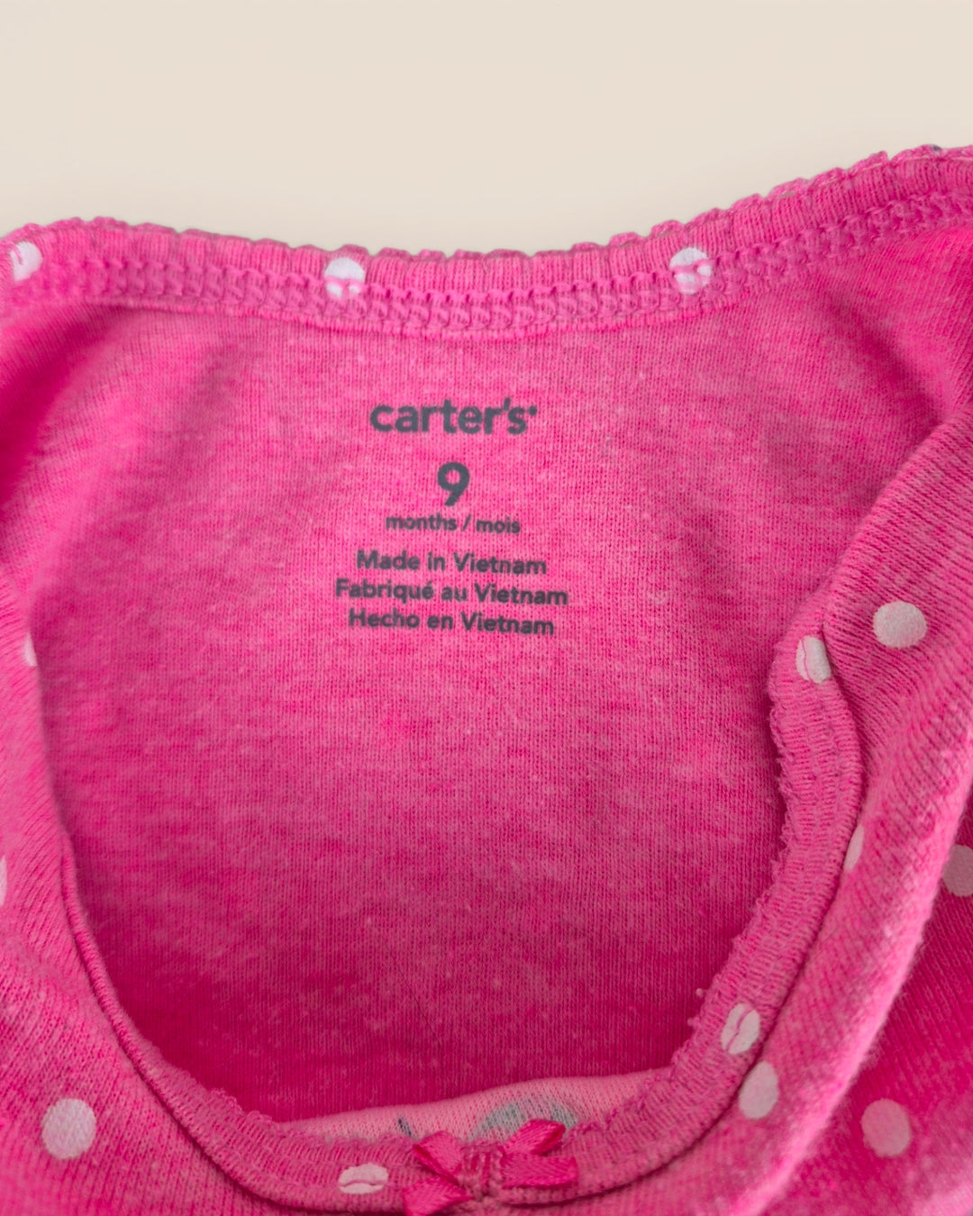 Pre-Loved Carter's Pink Polka Dot Butterfly Onesie Girls 9M | Betty’s Marketplace