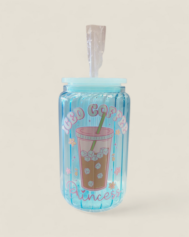 Lindsay's Creations, Fog & Glitter Glass Tumbler with Lid