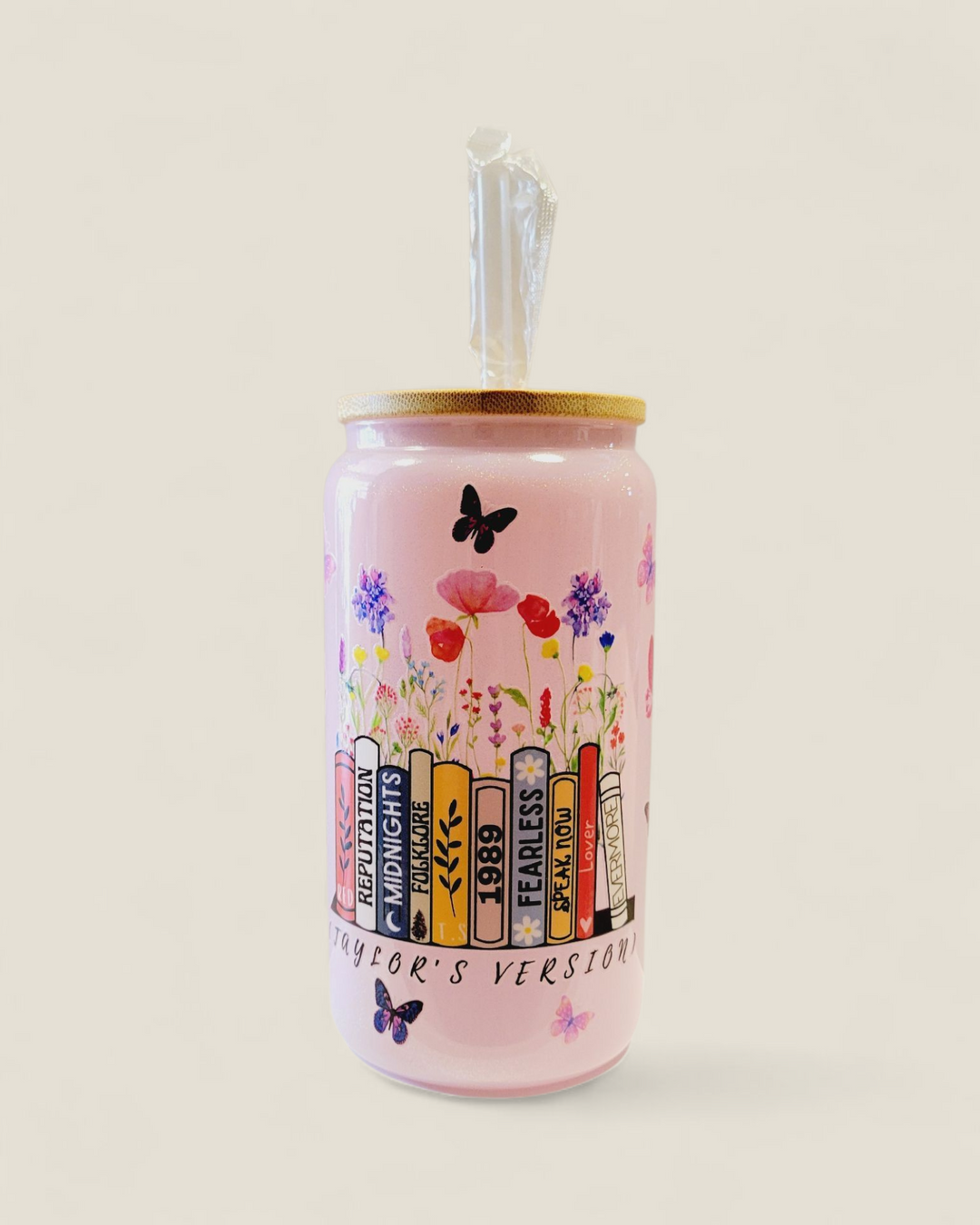 Lindsay's Creations, Fog & Glitter Glass Tumbler with Lid