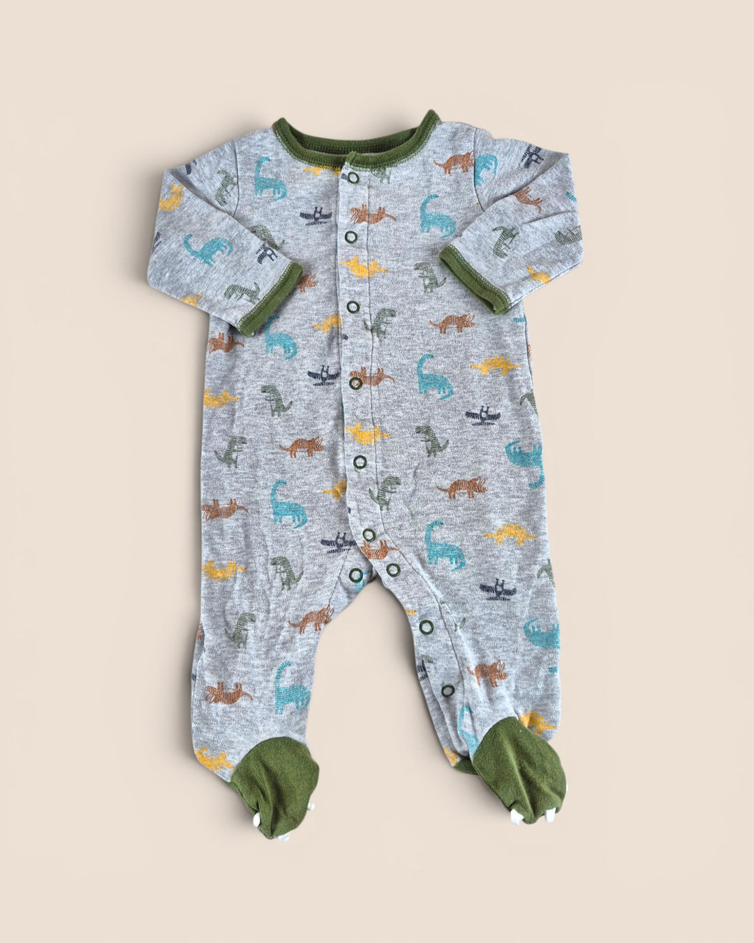 Pre-Loved Carter's Grey Dinosaur Footies 6M | Betty’s Marketplace
