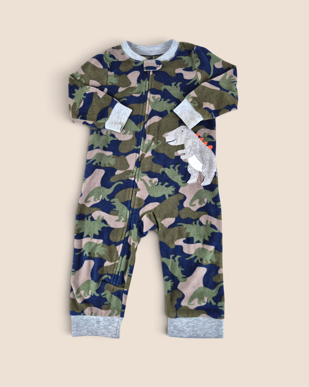 Pre-Loved Carter's Fleece Camo Dinosaur Sleeper Boys 18M | Betty’s Marketplace