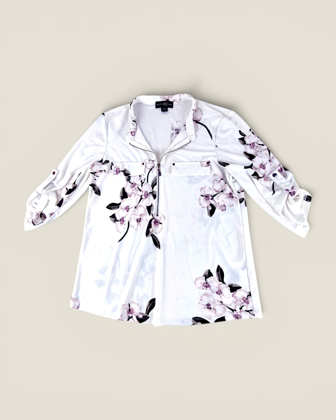 Pre-Loved INC White Floral Blouse Ladies Medium | Betty’s Marketplace