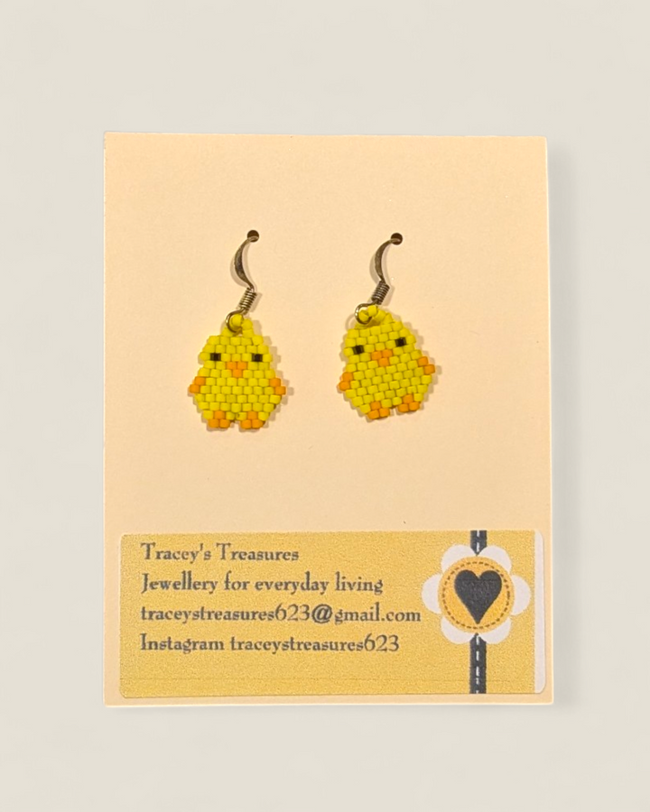 Handmade Easter Beaded Dangle Earrings, Tracey's Treasures