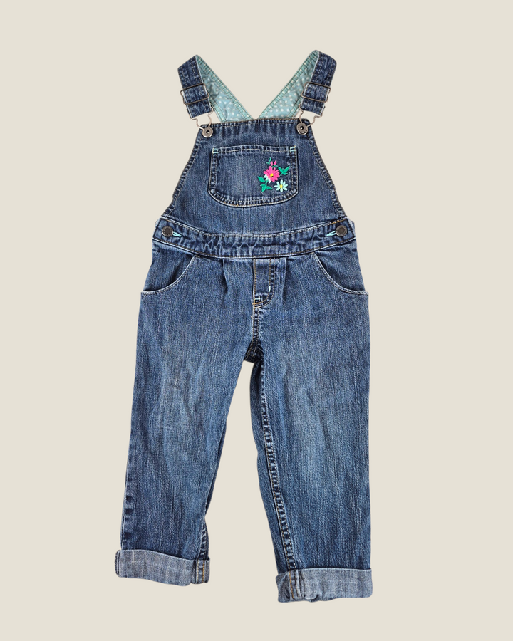 Pre-Loved Oshkosh Flower Denim Overalls Girls 24M | Betty’s Marketplace