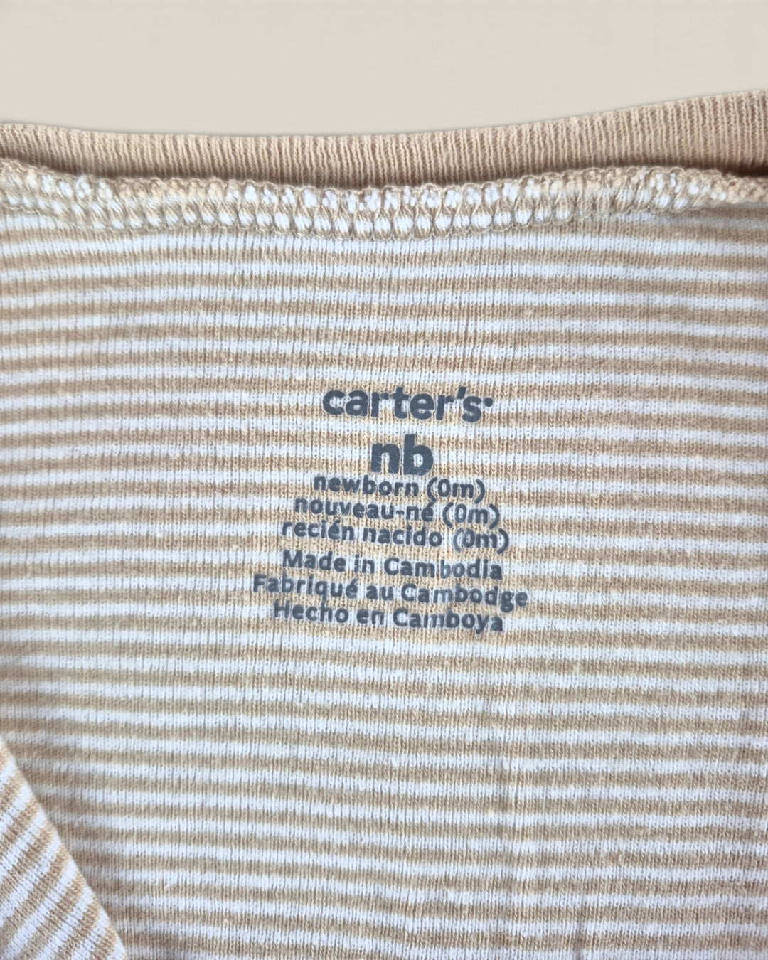 Pre-Loved Carter's Tan Striped Footies NB | Betty’s Marketplace