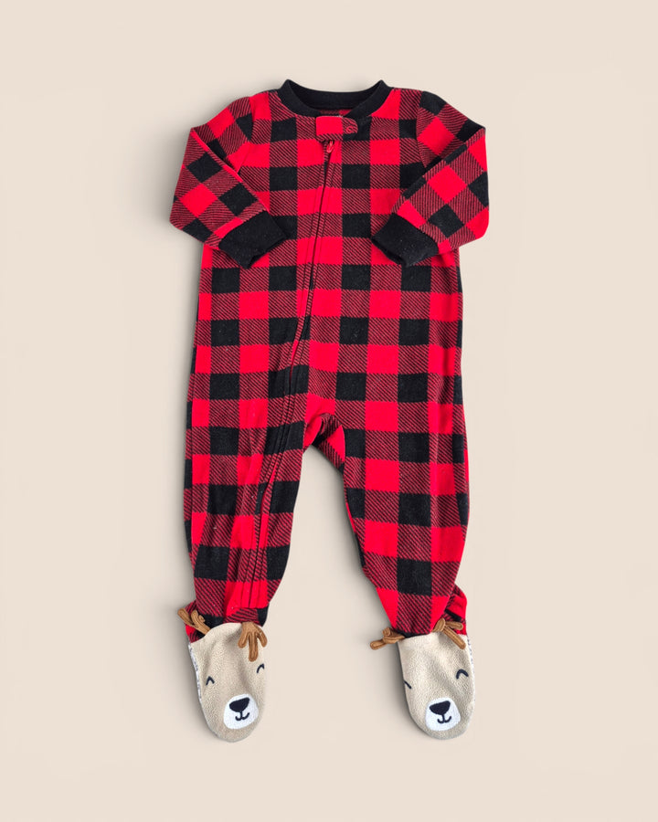 Pre-Loved Carter's Fleece Buffalo Plaid Footies 9M | Betty’s Marketplace