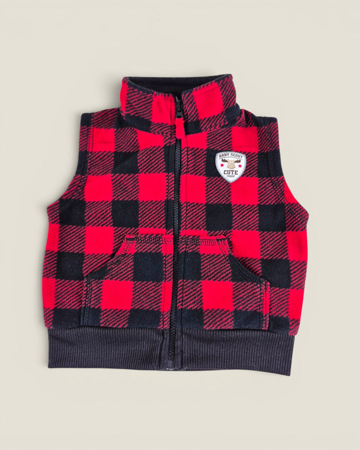 Pre-Loved Carter's Buffalo Paid Fleece Vest Boys 3M | Betty’s Marketplace