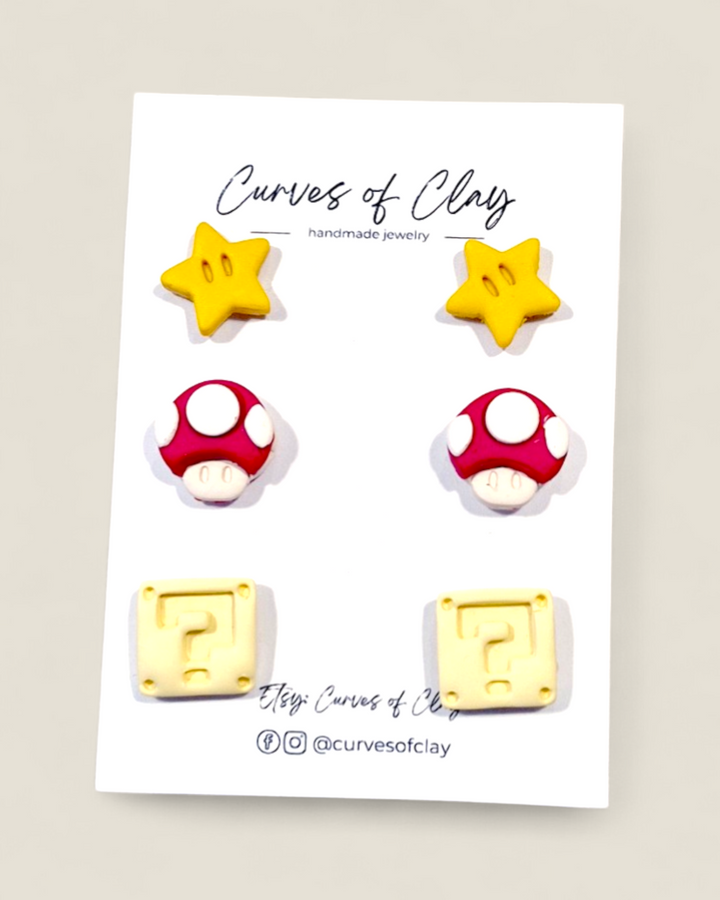 Curves of Clay, Everyday Stud Earrings 3 Pack