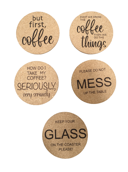 Rough Cut Dezigns, Thin Cork Coasters