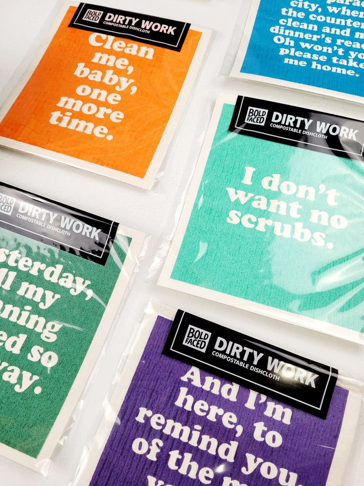Bold Faced Goods, Funny Compostable Single Dishcloths