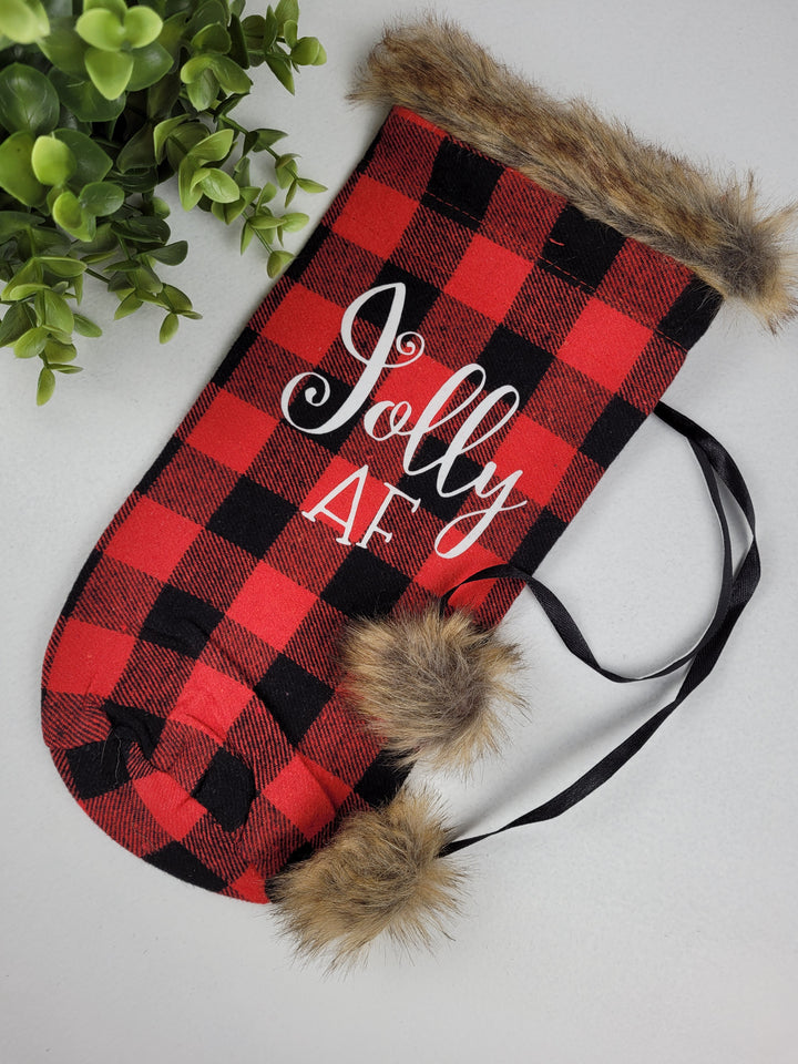 Lindsay's Creations, Plaid Fur Wine Bags
