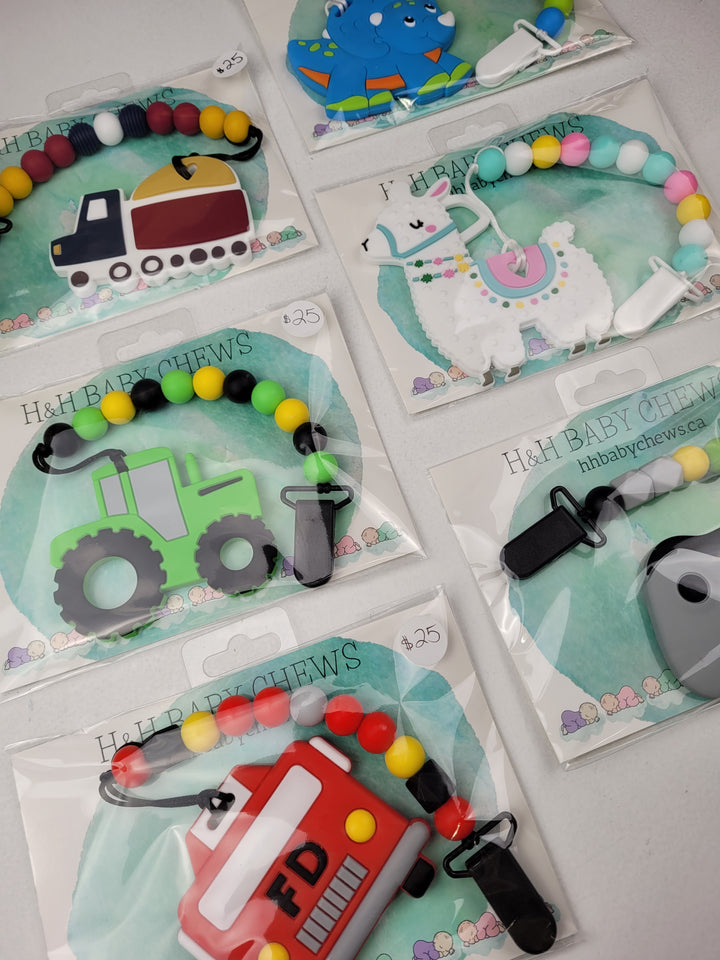 H&H Baby Chews, Deluxe Silicone Clips with Teething Toys