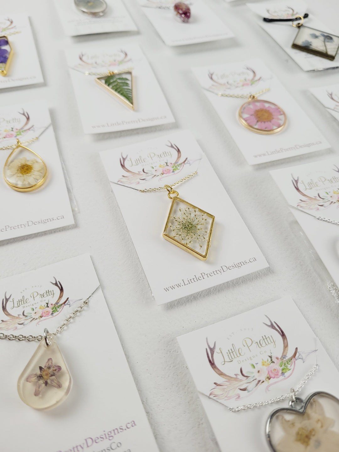 Little Pretty Designs, Pressed Flower Necklaces