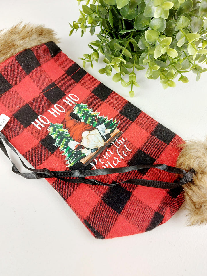 Lindsay's Creations, Plaid Fur Wine Bags