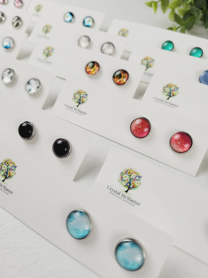 Crystal McMaster Jewellery, Stainless Steel Cabochon Studs