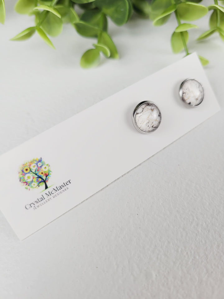 Crystal McMaster Jewellery, Stainless Steel Cabochon Studs