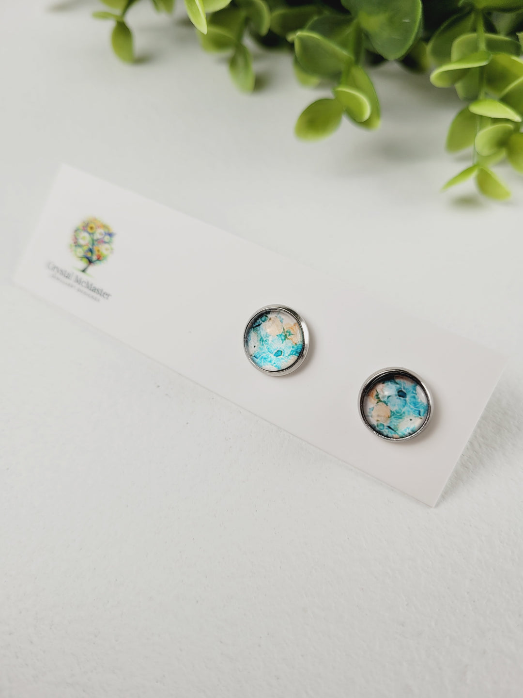 Crystal McMaster Jewellery, Stainless Steel Cabochon Studs