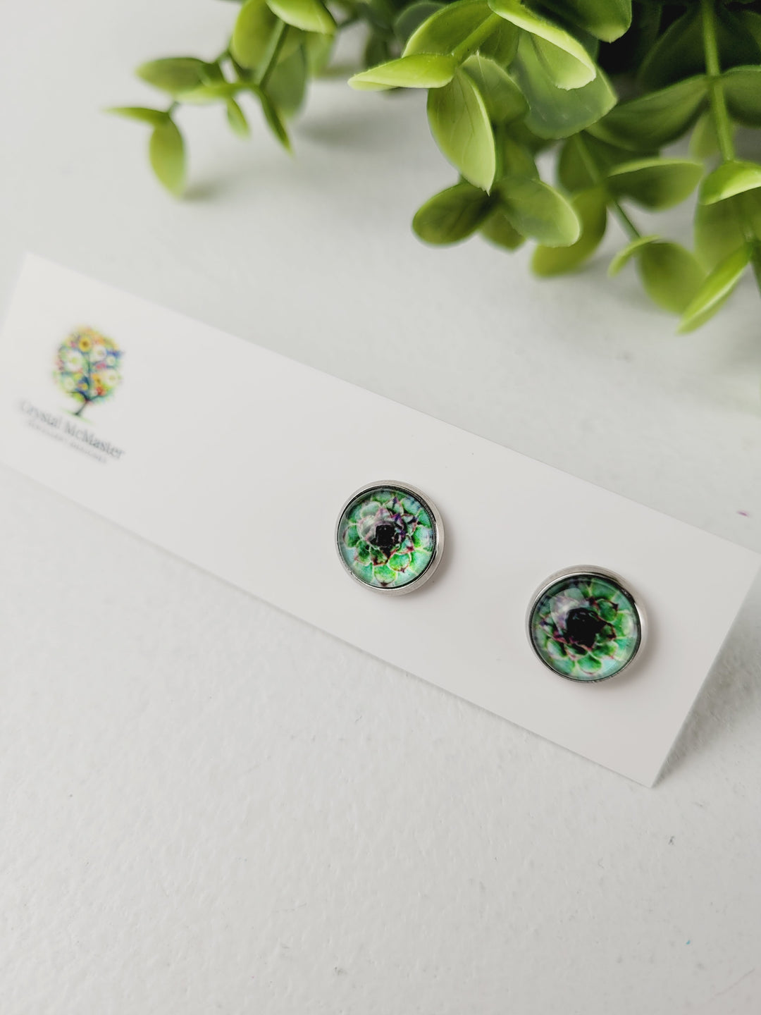 Crystal McMaster Jewellery, Stainless Steel Cabochon Studs