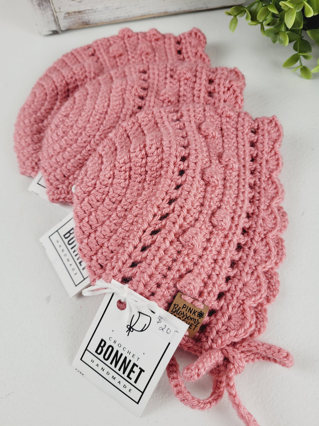 Pink Blossom Crochet, Ezra Bonnets
