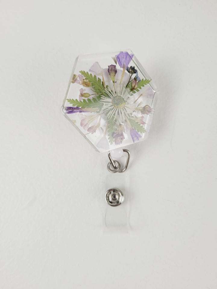 Little Pretty Designs, Floral Resin Retractable Badge Clips