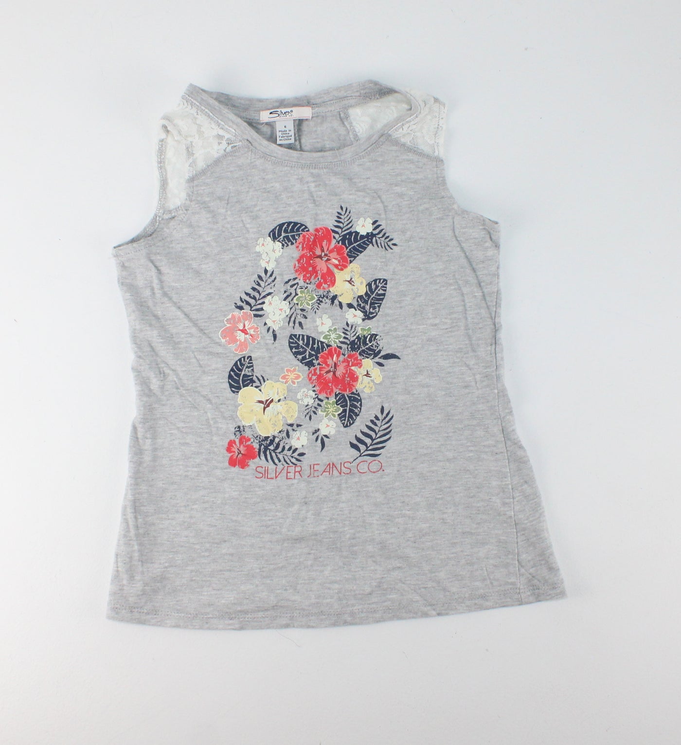 SILVER GREY TOP 6Y EUC