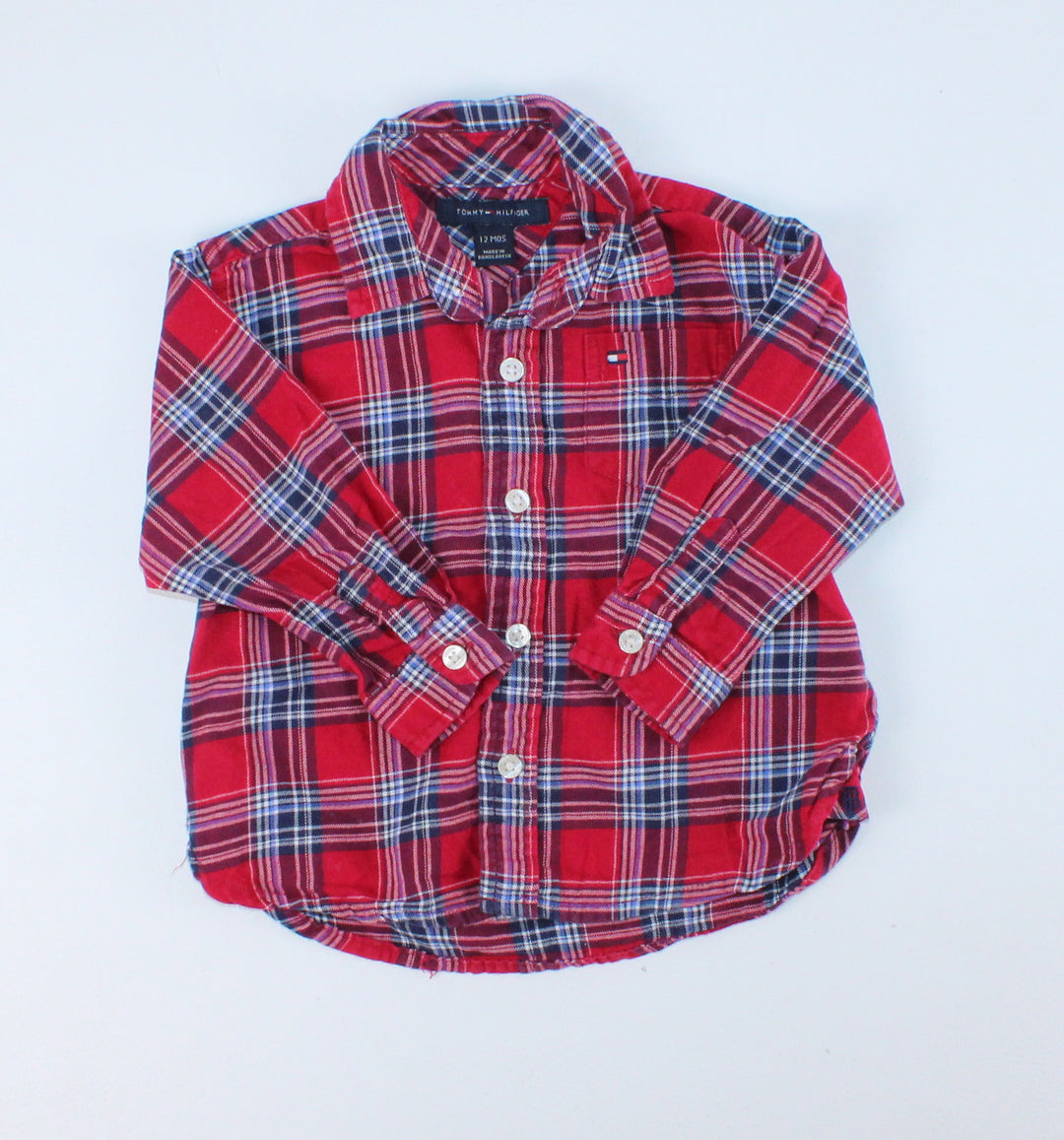 TOMMY HILFIGER RED PLAID TOP 12M EUC