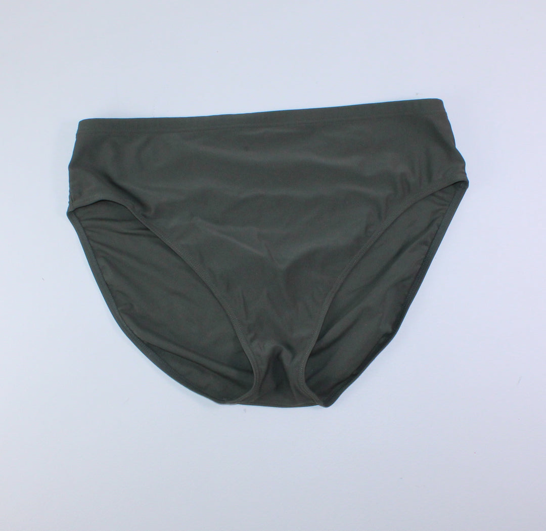 OLIVE HIGH CUT SWIM BOTTOMS APPROX LADIES LG-XL EUC