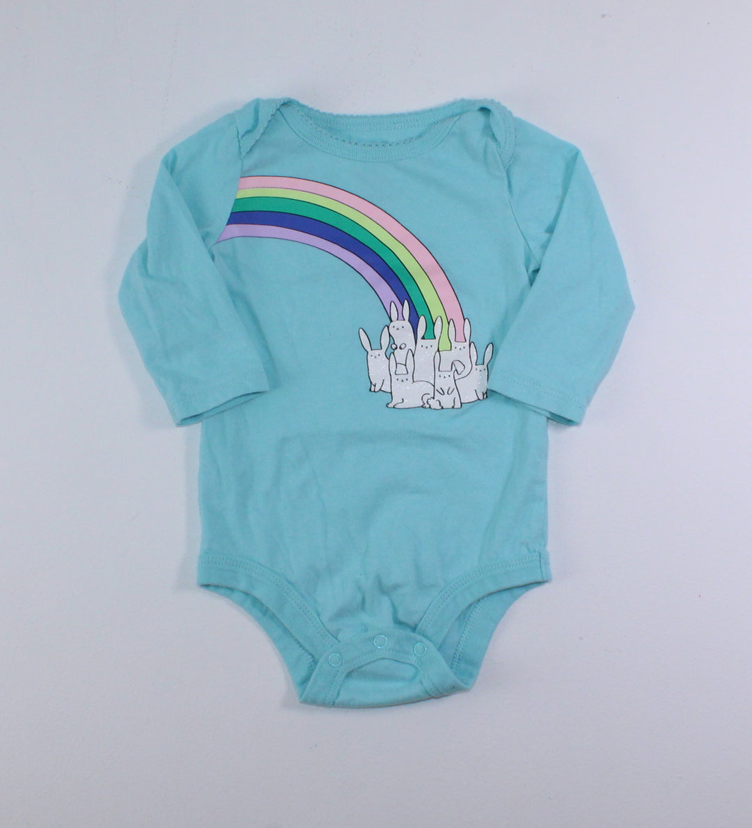 GEORGE BUNNY RAINBOW ONESIE 6-12M EUC