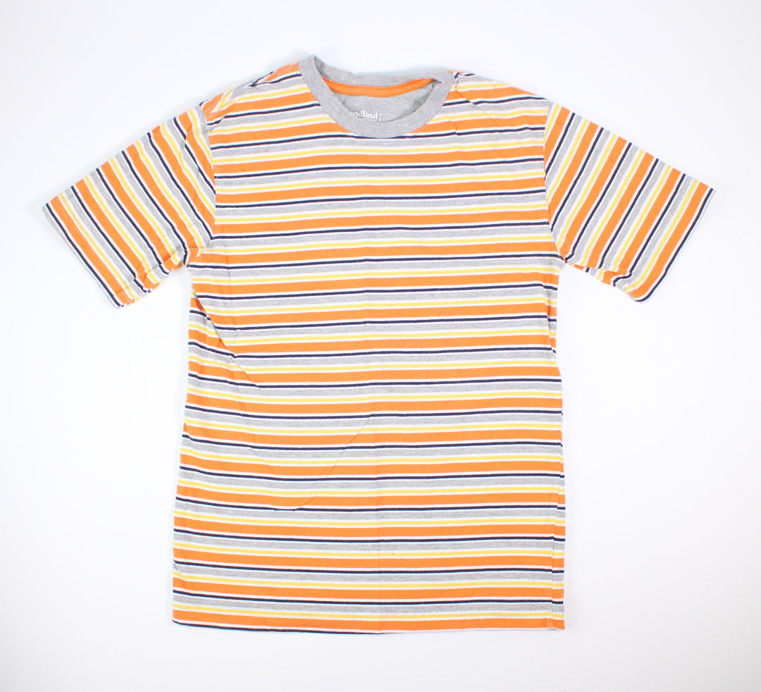 WOODLAND ORANGE/GREY/YELLOW STRIPED TOP 10Y EUC/PC