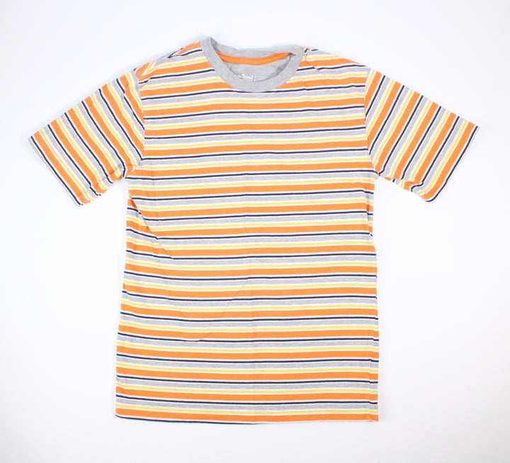 WOODLAND ORANGE/GREY/YELLOW STRIPED TOP 10Y PRE-LOVED (Play Cond.)